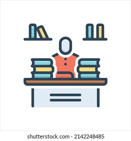 Vector colorful illustration icon for librarian