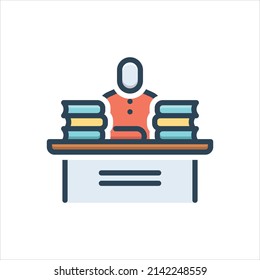 Vector colorful illustration icon for librarian