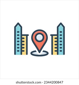 Vector colorful illustration icon for location