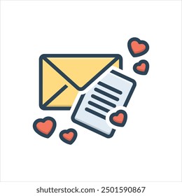 Vector colorful illustration icon for love letter