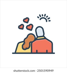 Vector colorful illustration icon for i love you