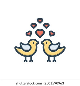 Vector colorful illustration icon for lovebirds