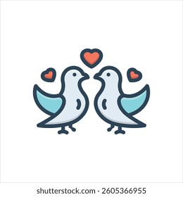 Vector colorful illustration icon for loving birds