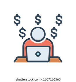 Vector colorful illustration icon for making money