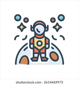 Vector colorful illustration icon for man on the moon