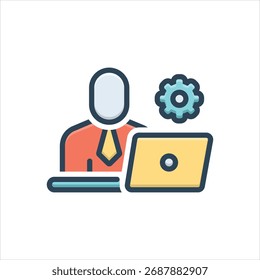Icono colorido de la ilustración del Vector para el gerente de TI