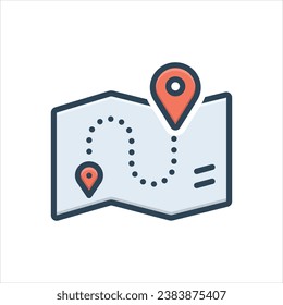 Vector colorful  illustration icon for map