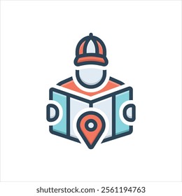Vector colorful illustration icon for map reading