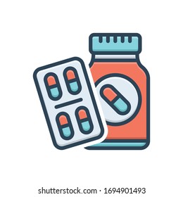 Vector colorful illustration icon for medication pills