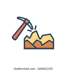 Vector colorful illustration icon for mining