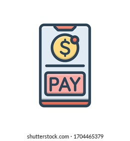 Icono de ilustración de color vectorial para pago móvil
