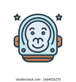 Vector colorful illustration icon for monkey of the space