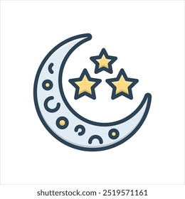 Vector colorful illustration icon for moon