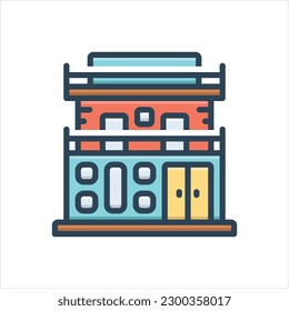 Vector colorful illustration icon for motels