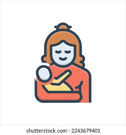 Vector colorful illustration icon for mother