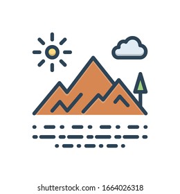 Vector colorful illustration icon for mountain view