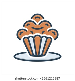 Vector colorful illustration icon for muffin