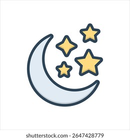 Ícone de ilustração colorido vetorial para noite