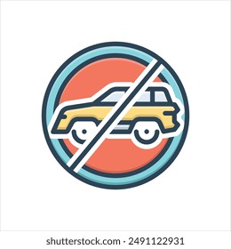 Vector colorful illustration icon for no car allowed