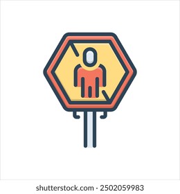 Vector colorful illustration icon for no entry