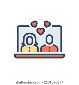 Vector colorful illustration icon for online dating