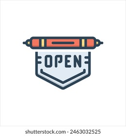 Vector colorful illustration icon for open