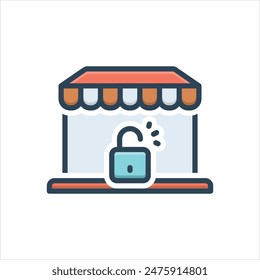 Vector colorful illustration icon for open
