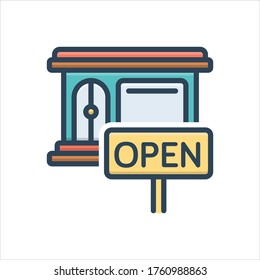 Vector colorful illustration icon for opening