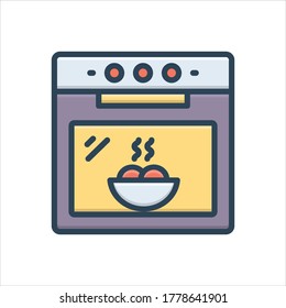 Vector colorful illustration icon for oven