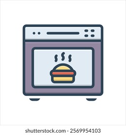 Vector colorful illustration icon for oven