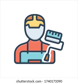 Vector colorful illustration icon for painter