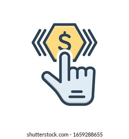 Icono de ilustración de color vectorial para pago por clic
