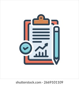 Icono colorido de la ilustración del Vector para la evaluación del funcionamiento