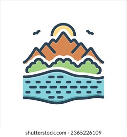 Vector colorful illustration icon for pond