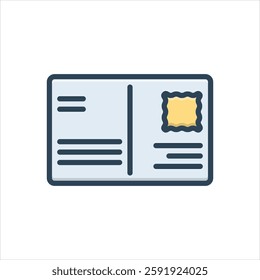 Vector colorful illustration icon for postcard