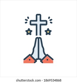 Vector colorful illustration icon for pray