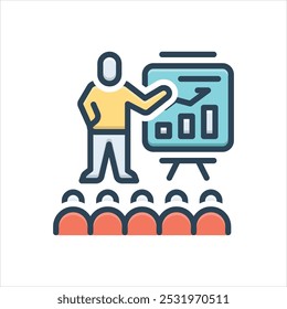 Icono colorido de la ilustración del Vector para la presentación