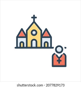 Vector colorful illustration icon for priest