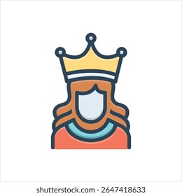Ícone de ilustração colorido vetorial para princesa