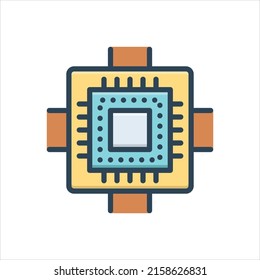 Icono de ilustración de color vectorial para procesadores