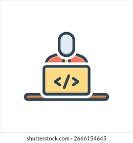 Vector colorful illustration icon for programmer