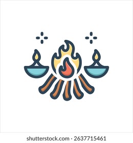 Vector colorful illustration icon for puja