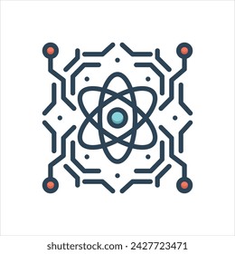 Icono de ilustración colorida vectorial para cuántica