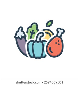 Vector colorful illustration icon for raw
