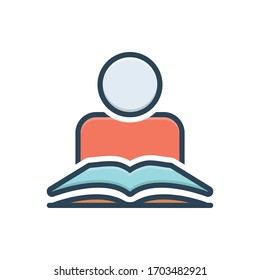 Vector colorful illustration icon for reading