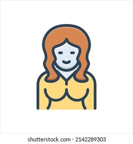 Vector colorful illustration icon for redhead