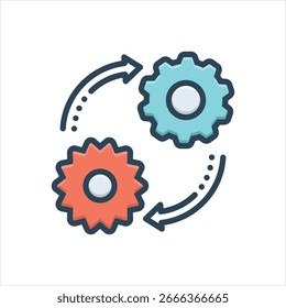 Ícone colorido de ilustração vetorial para engrenagem de substituição