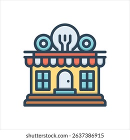 Vector colorful illustration icon for restaurant