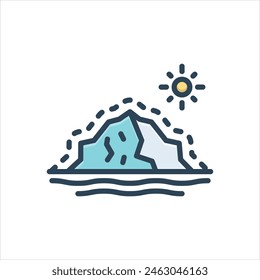 Vector colorful illustration icon for retreating glacier