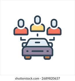 Vector colorful illustration icon for ride sharing